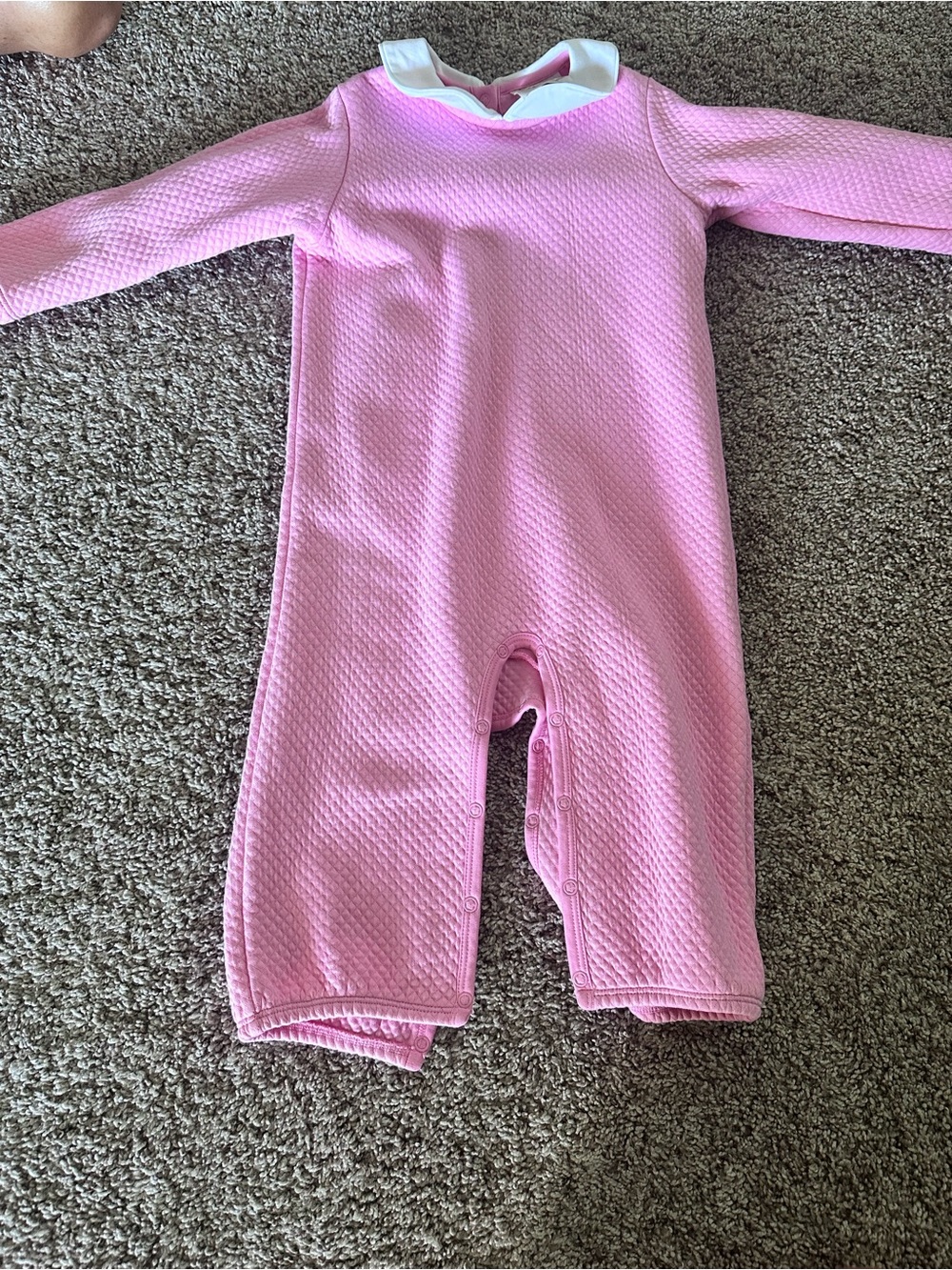 The Beaufort Bonnet Company Pink Quilted Baby One-Piece with White Collar